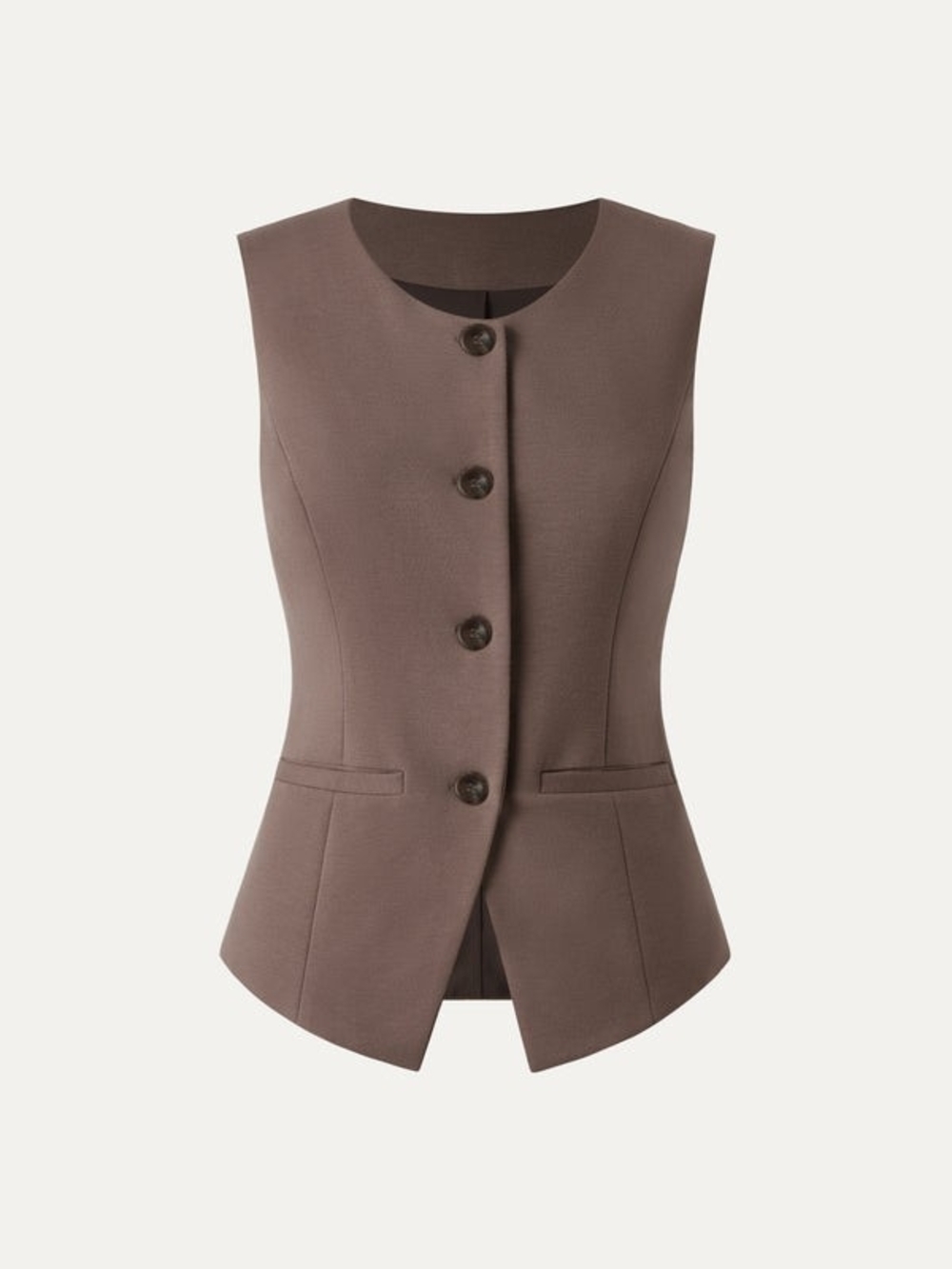 OGL Ponte-De-Roma Office Staple Waistcoat with Pockets In Coffee Brown